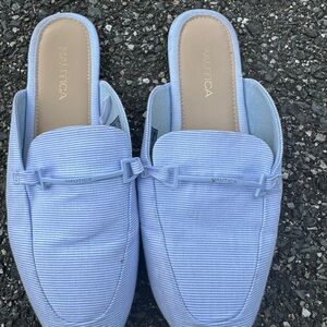 Nautica Women's Light Blue Striped Moccasins